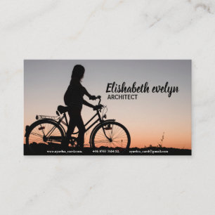 Flickcykelcykelsolnedgång Visitkort