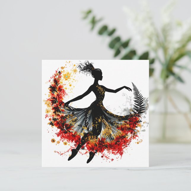 Flickdans blommor impulsininspiration vår natu kort (Stående Fram)