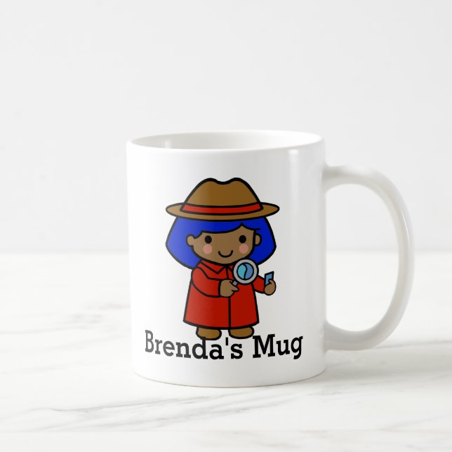 Flickdetektiv med förstoringsglas kaffemugg (Höger)