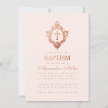 Flickdop Blush Rosa Roséguld Kors i Vapenstämpel