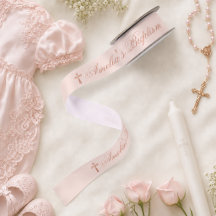 Flickdop Pink Roséguld Kors och Kalligrafi