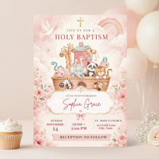 Flickdopinvitation | Rosa Noas ark Inbjudningar