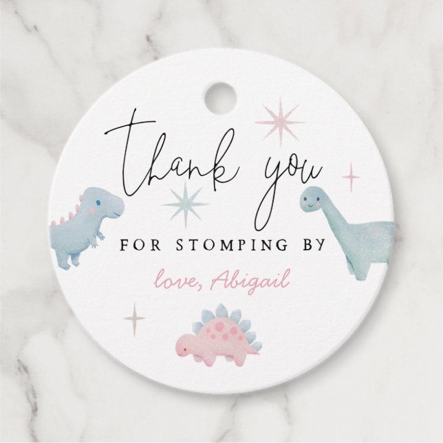 Flickdosinosaur Birthday stomping by Gåvor Etiketter (Framsida)