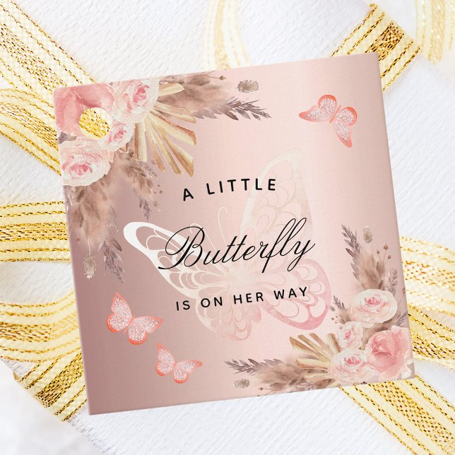 Flickdusch för blommigtar i Butterfly ro Gåvor Etiketter (Skapare uppladdad)