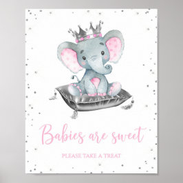 Flickelefant Baby Shower Present Tecken på bordet Poster