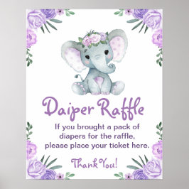 Flickelelefant - dagboksskylt Raffle Baby Shower G Poster