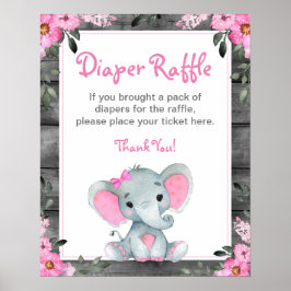 Flickelelefant - dagboksskylt Raffle Baby Shower G Poster