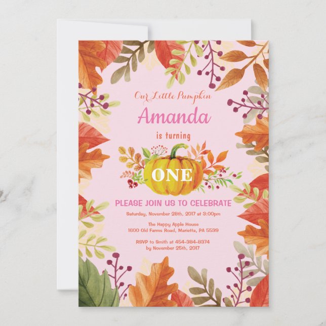 Flickepumpkin-kallelse på födelsedagen inbjudningar (Framsida)
