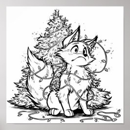 Flicker the Fox Christmas Pickle Coloring Page Poster