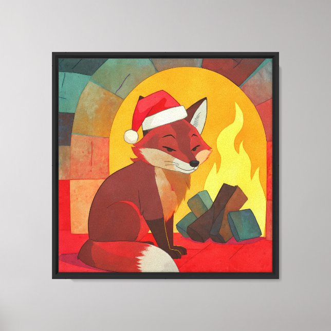 Flicker the Fox jul eldstad Canvas (Framsida)