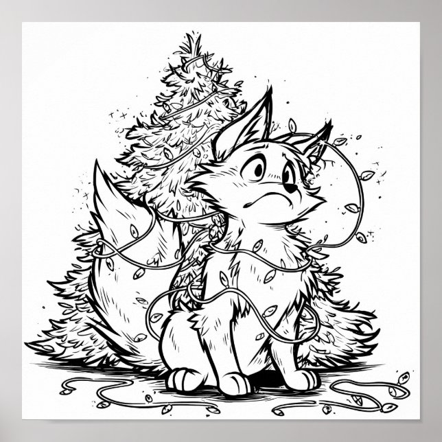 Flicker the Fox julgröt färgläggningsbild Poster (Framsidan)