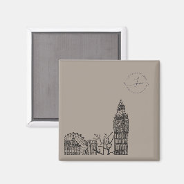 Flickermuse Blommigt Färg Tone Sketch Magnet