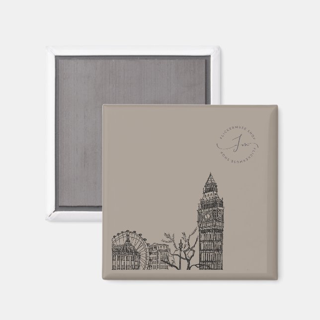 Flickermuse Blommigt Färg Tone Sketch Magnet (Front/Back)