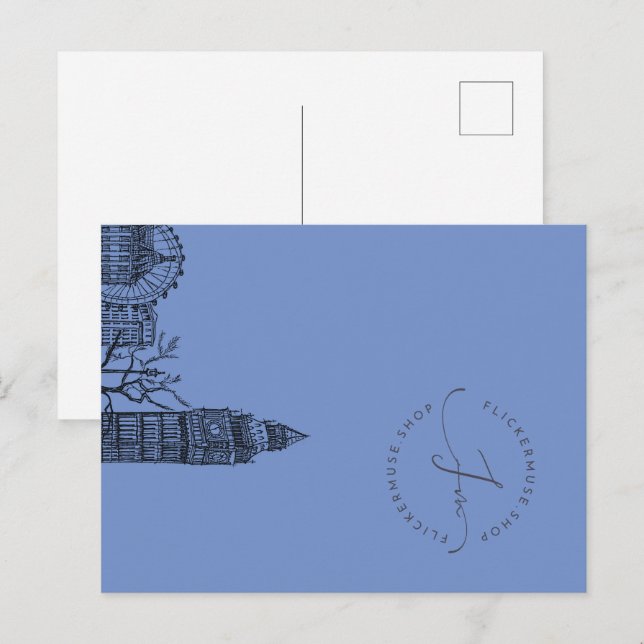 Flickermuse Blommigt Tone Sketch Vykort (Fram/baksida)