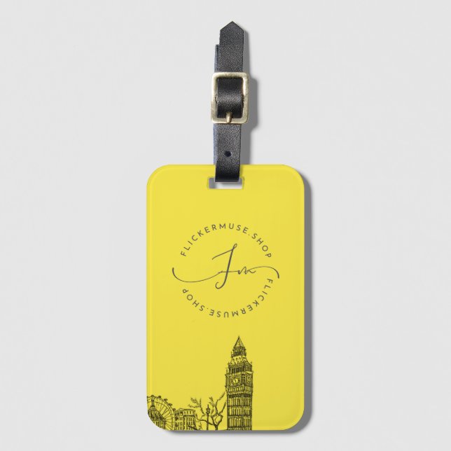 Flickermuse Luggage Tag (Gult) Bagagebricka (Framsida vertikal)