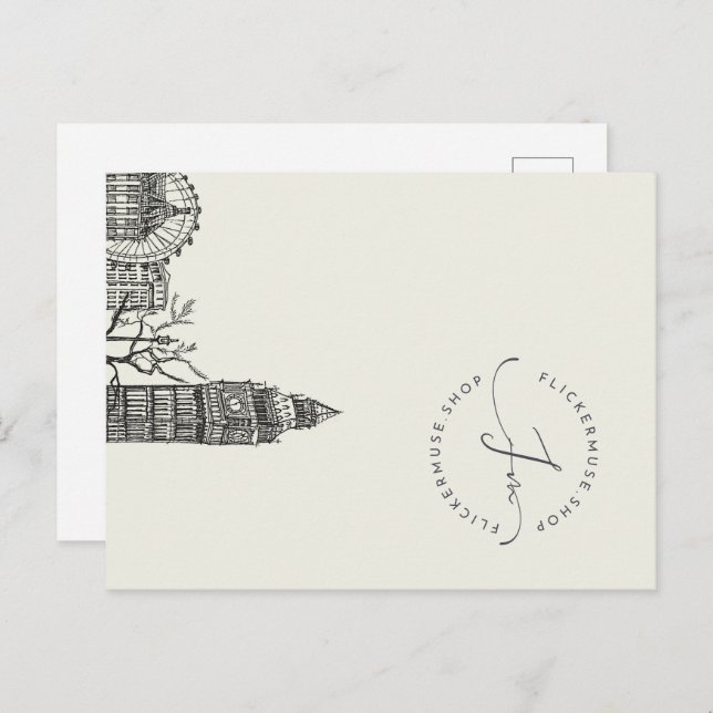 Flickermuse Mocha Mousse Ton Skiss Vykort (Fram/baksida)