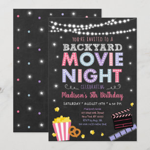 Flickers Backyard Movie Nattdags Birthday-inbjudan Inbjudningar