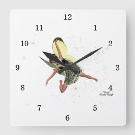 Flickfär med Gult Vingar-köldlås Fyrkantig Klocka