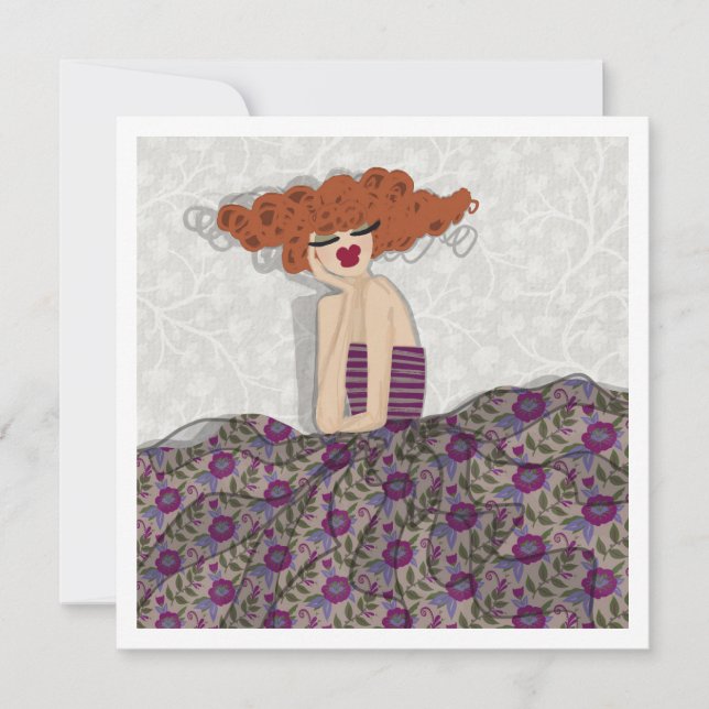 Flickfée blomster mode illustrationskonstkort inbjudningar (Framsida)