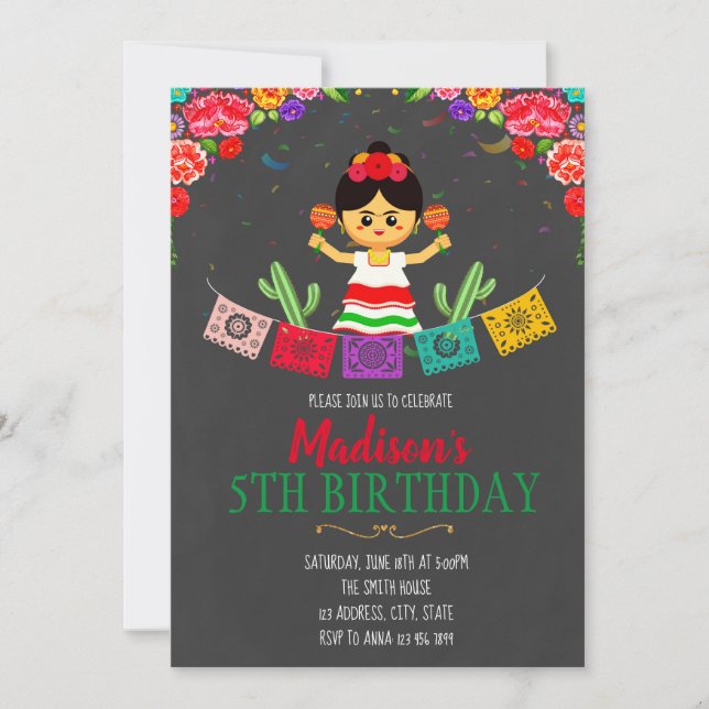 Flickfiesta-födelsedagsinbjudan Inbjudningar (Framsida)