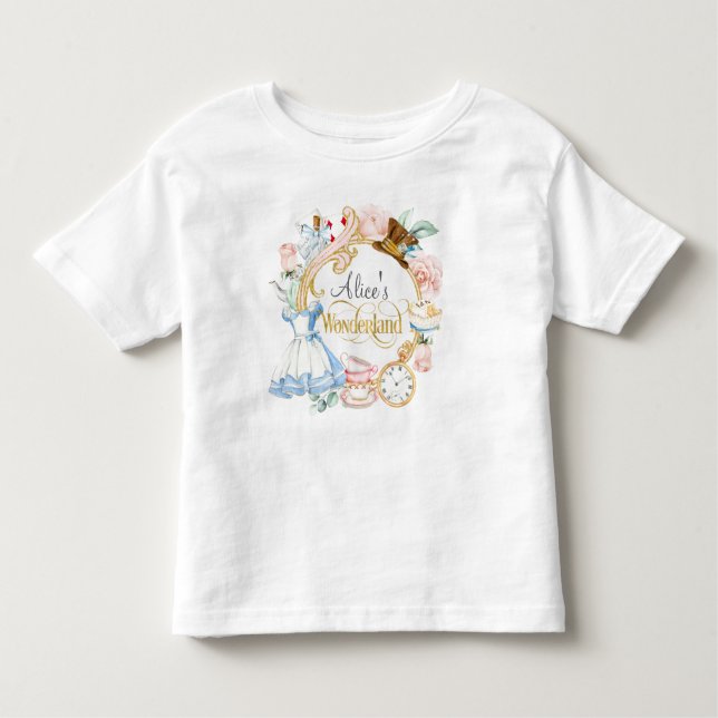Flickfödelsedag Alice i Wonderland T Shirt (Framsida)