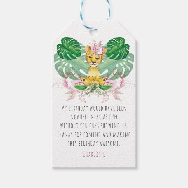 Flickfödelsedag I Baptism Lejon illustration Presentetikett (Framsidan)