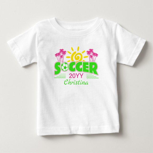 Flickfotboll Sunshine Palmträd T Shirt (Framsida)