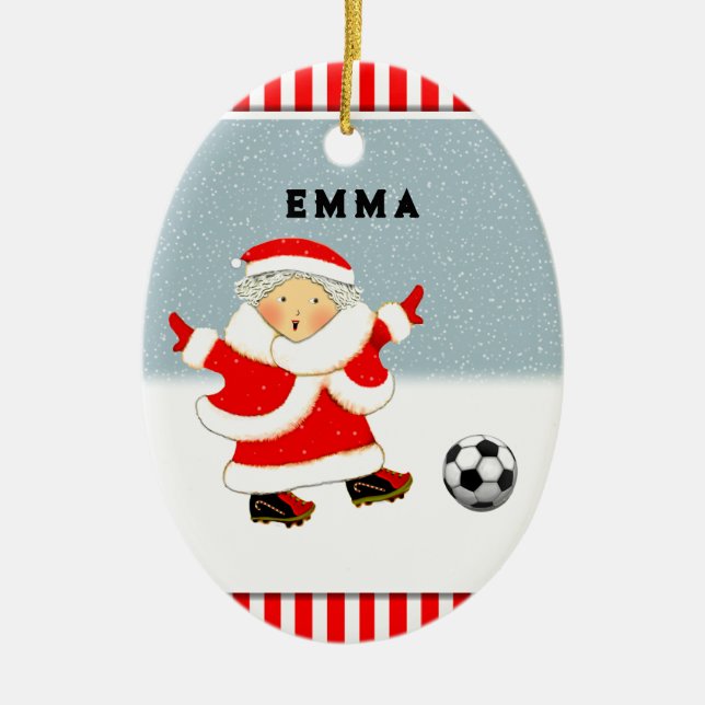 Flickfotbolls julkollektion julgransprydnad keramik (Framsidan)