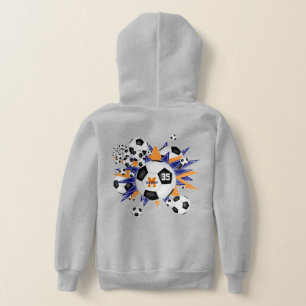 flickfotbollsexplosion i blått orange med stjärnor t shirt