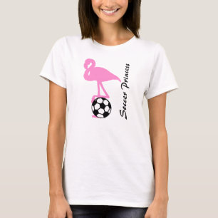Flickfotbollsprinsessa Rosa Flamingo T Shirt