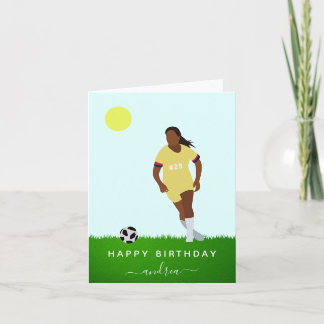 Flickfotbollsspelare Illustration Namn Jersey Numb Kort (Framsida)