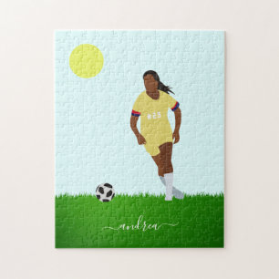 Flickfotbollsspelare Illustration Namn Jersey Numb Pussel