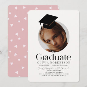Flickfoto med minimalistisk Studentmössa Inbjudningar