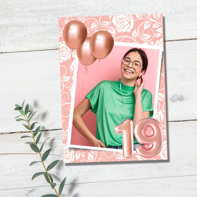 Flickfoto Rosa 19:e Födelsedagsfesten Inbjudningar (Skapare uppladdad)