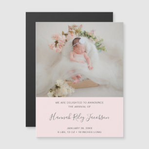 Flickfoto Rosa Script Birth Announcement Magnet