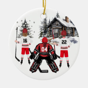Flickgoalisk pojke och flicka Hockey Ornament