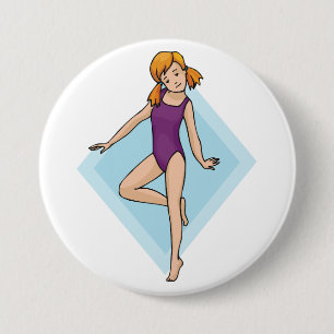 Flickgymnast i lila leotard knapp