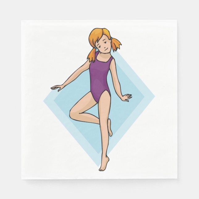 Flickgymnast i lila leotard pappersservett (Framsidan)