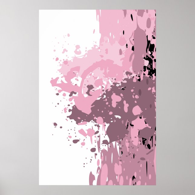 Flickig Abstrakt Rosa Och Vit Platsch Poster (Framsidan)
