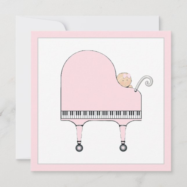 Flickig baby shower-musiktema inbjudningar (Framsida)