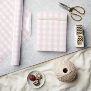 Flickig Baby Shower Pastell Rosa Rutigt & Randigt Presentpapper
