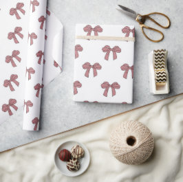 Flickig Bebis Flickas Shower Snygg Rosa Röd Båge M Presentpapper