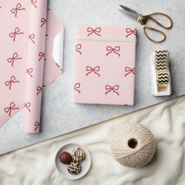 Flickig Bebis Flickas Shower Snygg Rosa Röd Båge M Presentpapper (Hantverk)