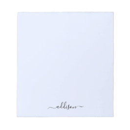 Flickig blå monogram modernt manus personlig anteckningsblock