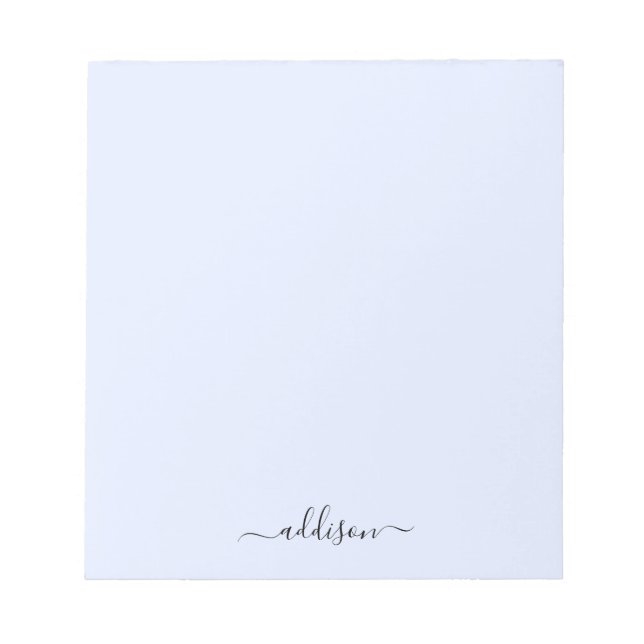 Flickig blå monogram modernt manus personlig anteckningsblock (Framsida)