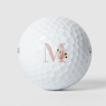 Flickig blek rosa guld glitter blommig monogram M