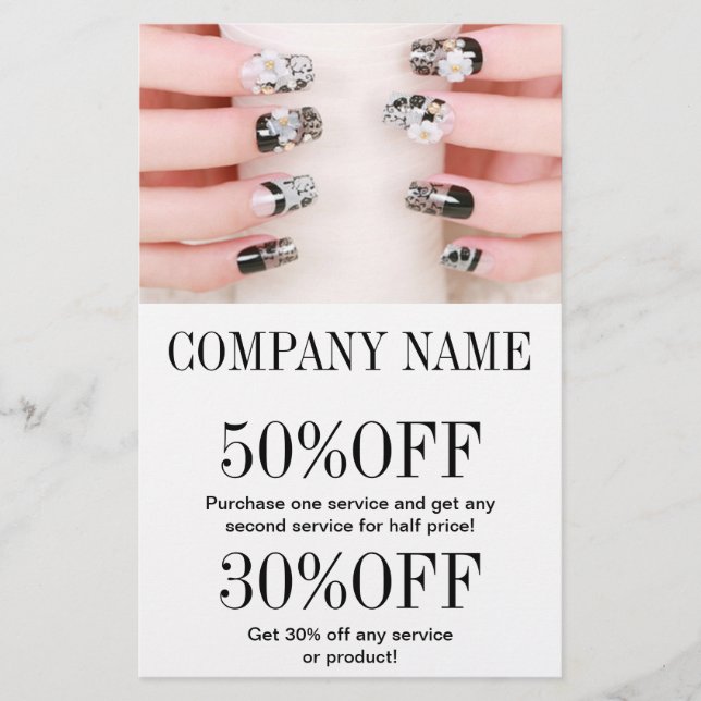 flickig chic elegant manikyr naglar nagelsalong flygblad (Framsidan)
