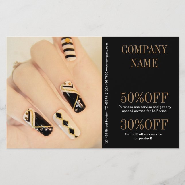 flickig chic elegant manikyr naglar nagelsalong flygblad (Framsidan)