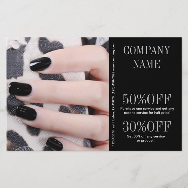 flickig chic elegant manikyr naglar nagelsalong flygblad (Framsidan)