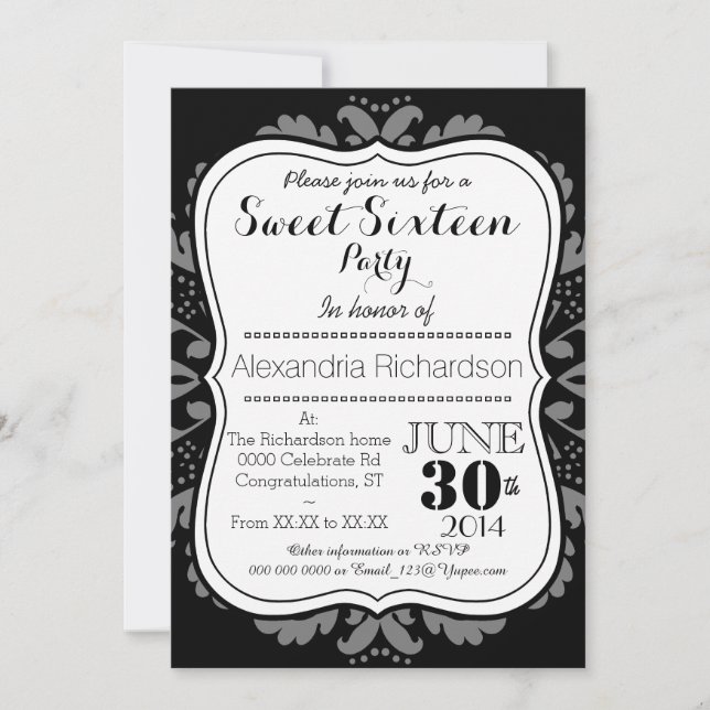 Flickig Dag för Döden söt katt Sweet Sixteen Inbjudningar (Framsida)